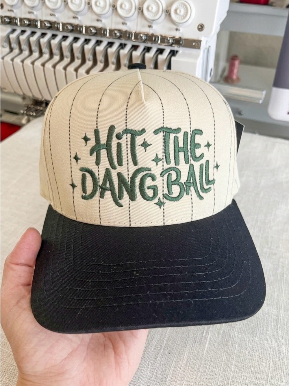 Beige & Black 'Hit The Dang Ball' Baseball Cap
